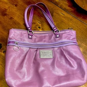 Purple leather coach bag. Used/Good Condition